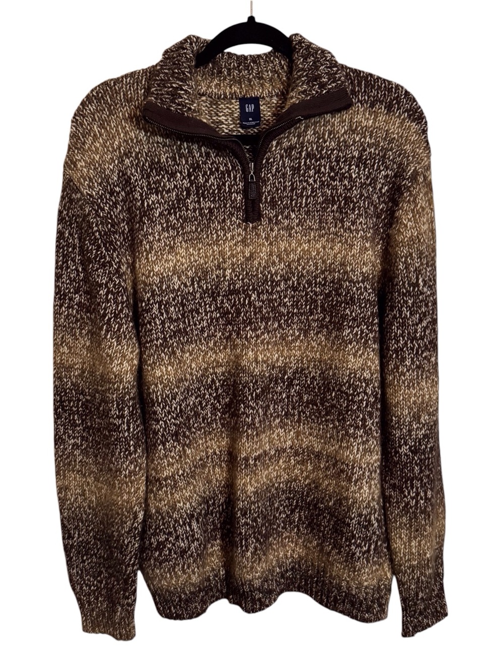 Gap Y2K Size X-Large Brown Striped Wool Blend Pullover Sweater Gorpcore Ombré
